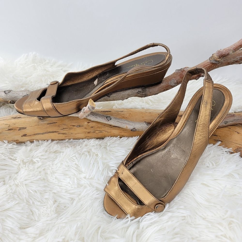 Cole haan micro wedge copper bronze sandals